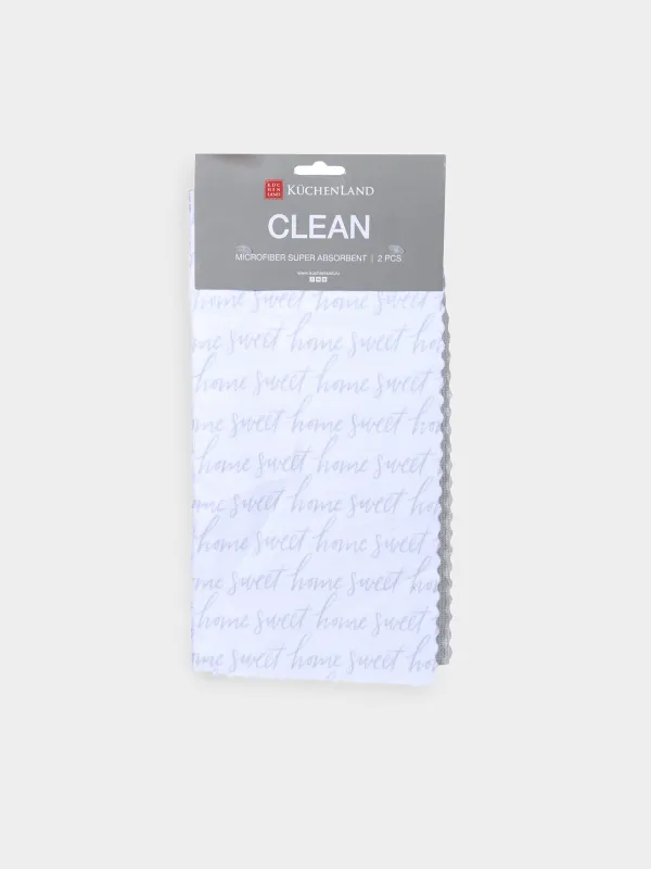 Universal rag, 30x30 cm, 2 pcs, microfiber, gray, Sweet home, Clean, image-3