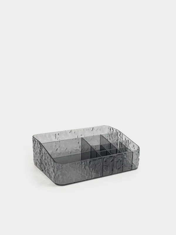 Organizer for cosmetics, 24x17 cm, 11 otd, plastic, gray, Renaissance clear, image-0