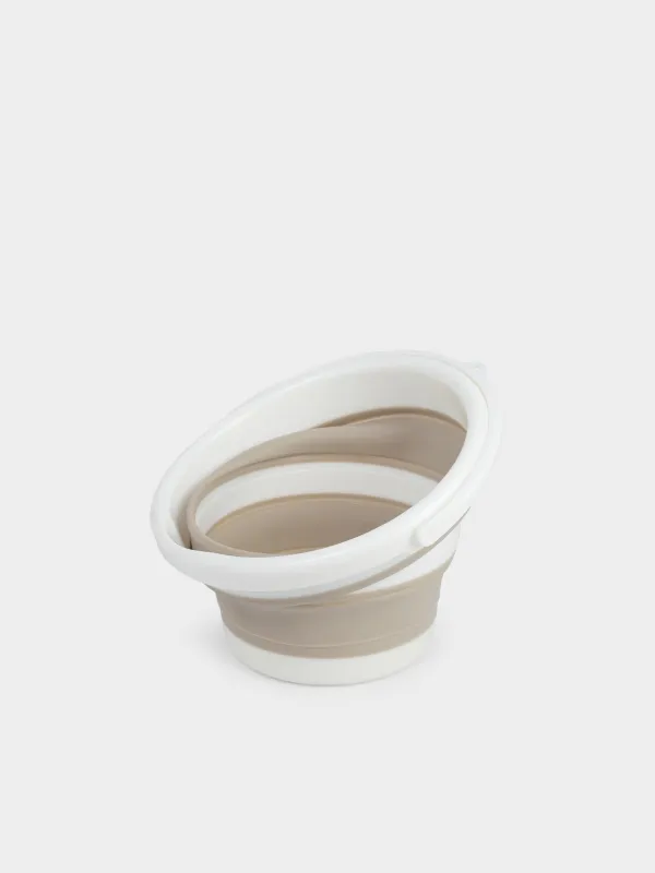 Foldable bucket, 5 l, plastic / rubber, grey-beige, Foldaway, image-1