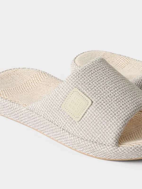 Women's slippers, homewear, size 36-37, polyester, light gray, Serious, image-2