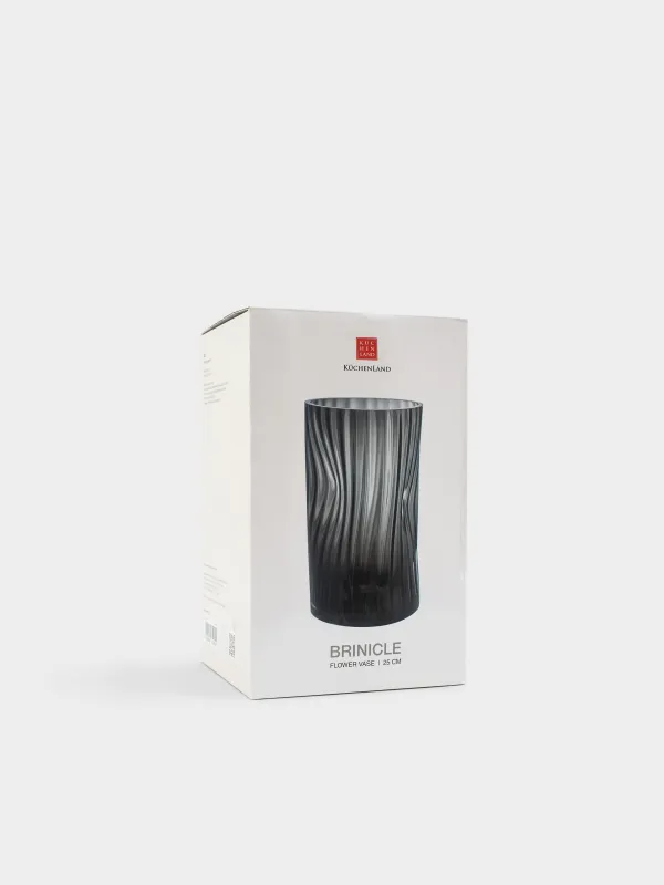 Flower vase, 25 cm, glass, grey, Brinicle, image-5