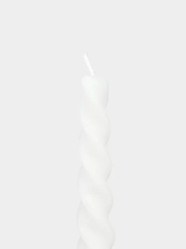 Candle, 20 cm, thin, milky, Spiral, Spiral shape, image-1