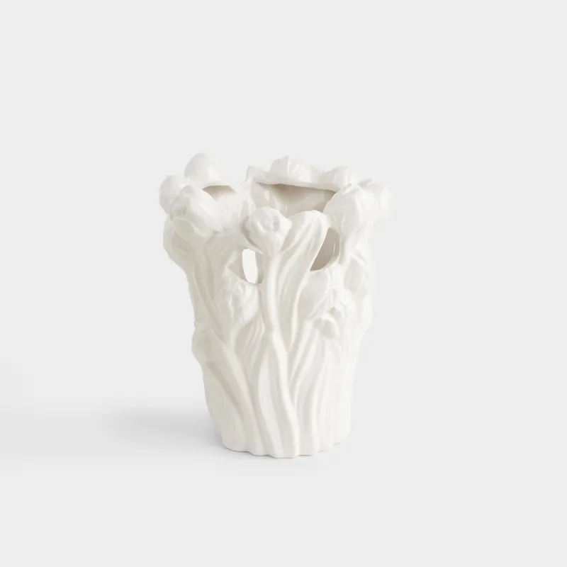 Flower vase, 25 cm, decorative, ceramic, white, Tulips, Tulip