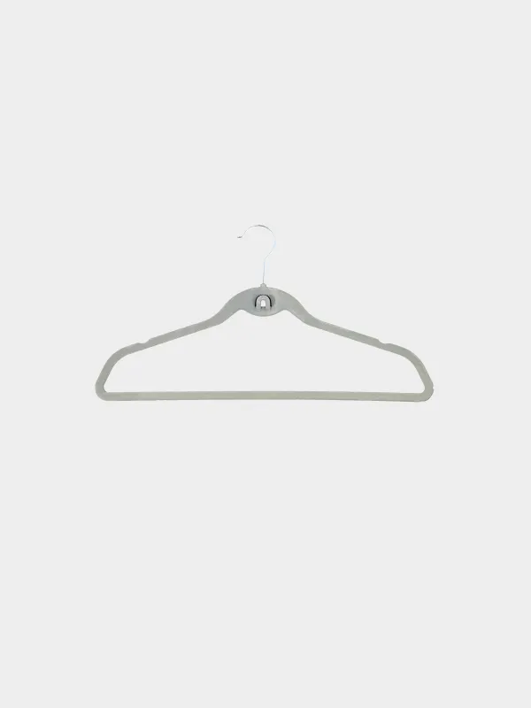 Hanger-hangers, 44 cm, 4 pcs, with a loop for the second hangers, flock, gray, Household, image-2