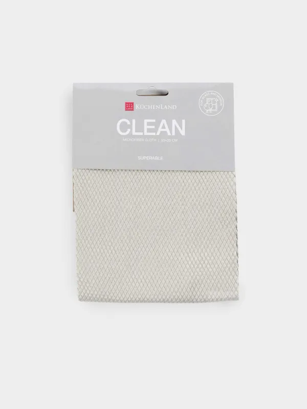 Cloth for glass/plastic/mirrors, 35x35 cm, microfiber, Fish scales, grey-beige, Clean, image-2