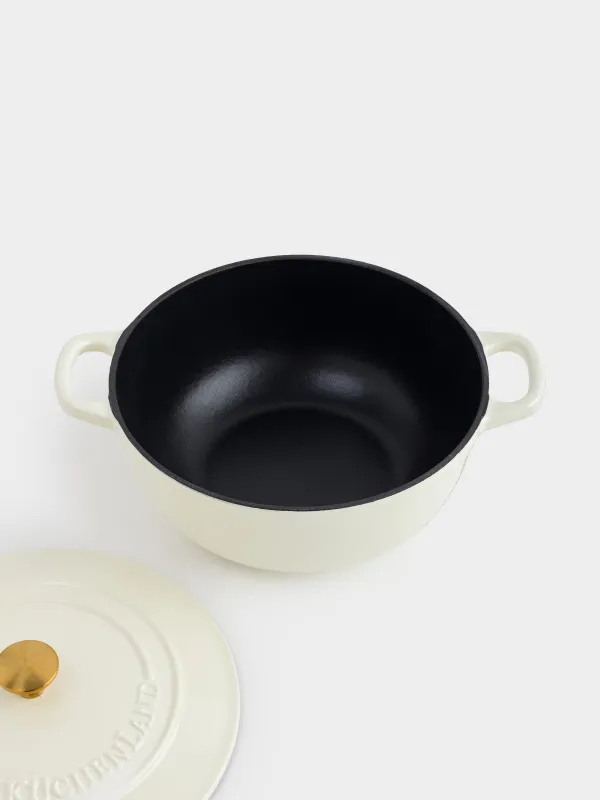 Cauldron, 25 cm, 3.5 l, with lid, cast iron, milk, Light kitchen, image-4