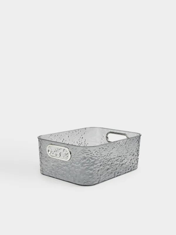 Organizer box, 27x21x10 cm, household, with handles, plastic, gray, Renaissance clear, image-2