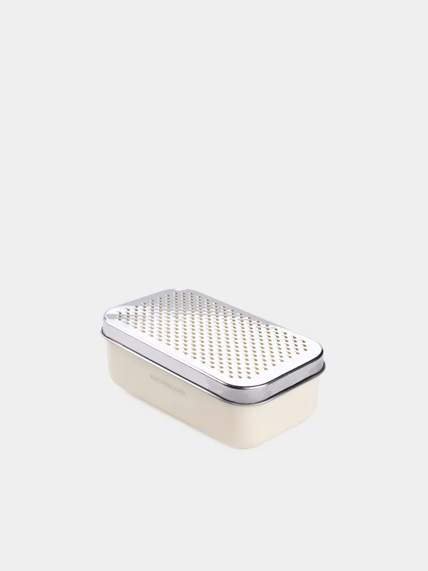 Grater, 18x10 cm, with container and replaceable attachments, steel / plastic, dairy, Chalet, image-1