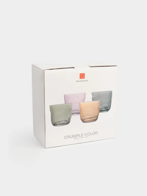 Glass, 8 cm, 270 ml, 4 pcs, glass P, color mix, Crumpled effect, Crumple color, image-6