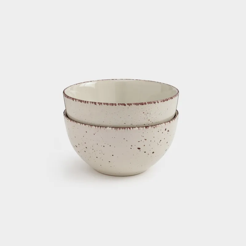 Soup plate, 14x7 cm, 2 pieces, ceramic, beige, speckled, Speckled