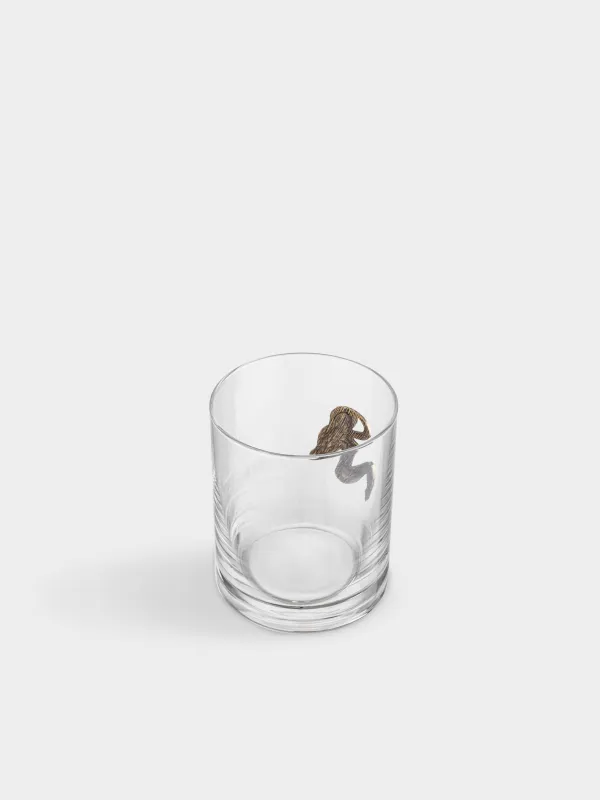 Drinking glass, 10 cm, 340 ml, glass/metal, golden, Virgo, Zodiac, image-2