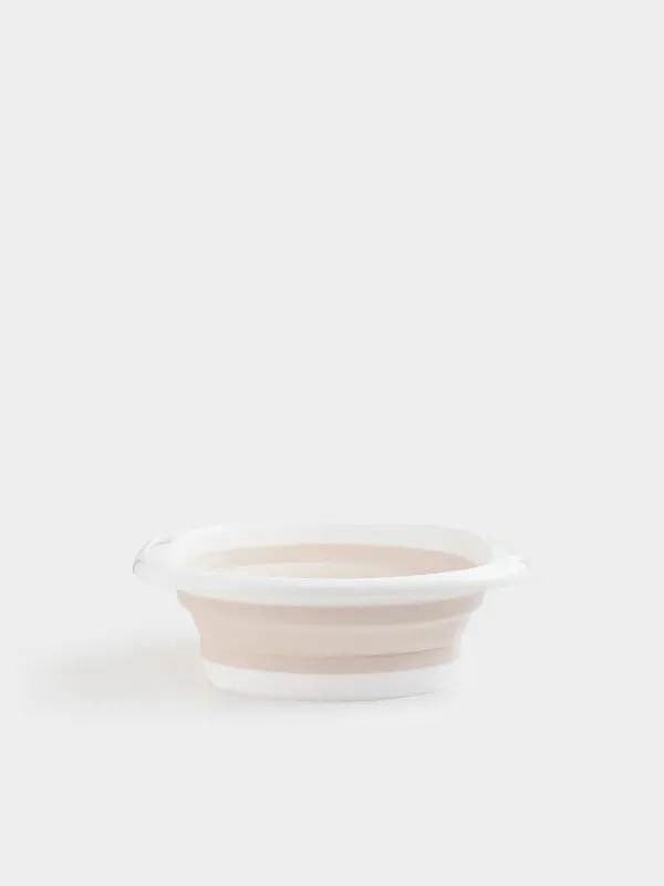 Folding basin, 5 l, ribbed bottom, plastic / rubber, beige-pink, Foldaway, image-0