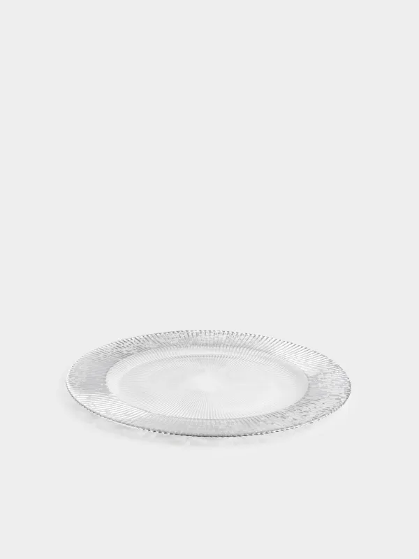 Charger plate, 33 cm, glass P, with silver glitter, Ribby, image-1