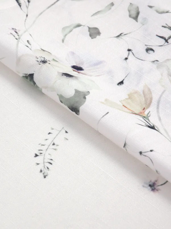 Table runner, 40x160 cm, polyester, milky, Spring flowers, Flowery, image-1