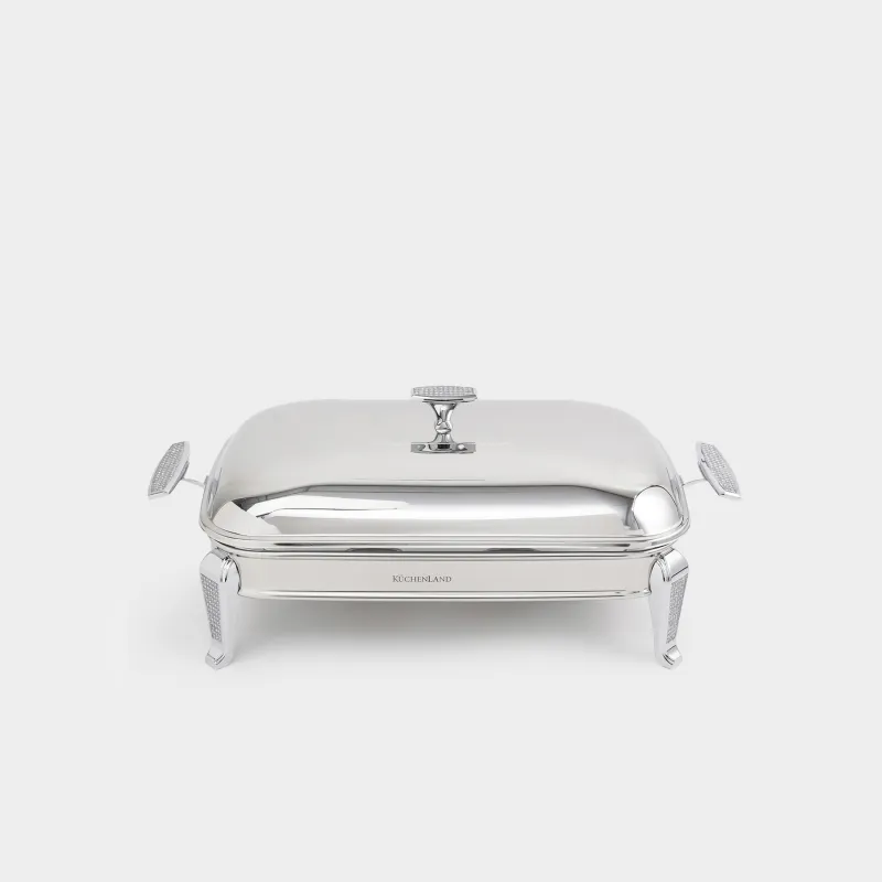 Chafing dish, 49x26x18 cm, with lid, rectangular, glass T / steel, Winter antarctica
