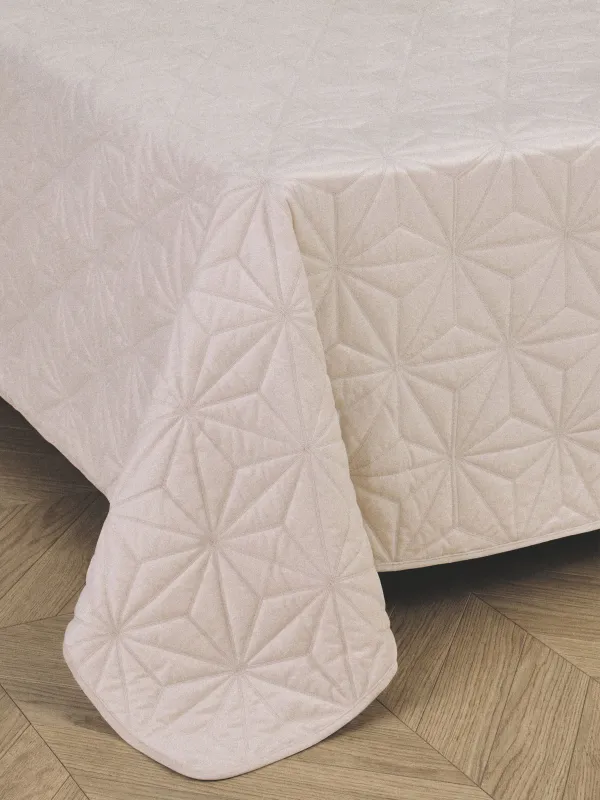 Bedspread, 220x240 cm, quilted, velvet/microfiber, sand, Toulouse, Stitch velvet, image-1