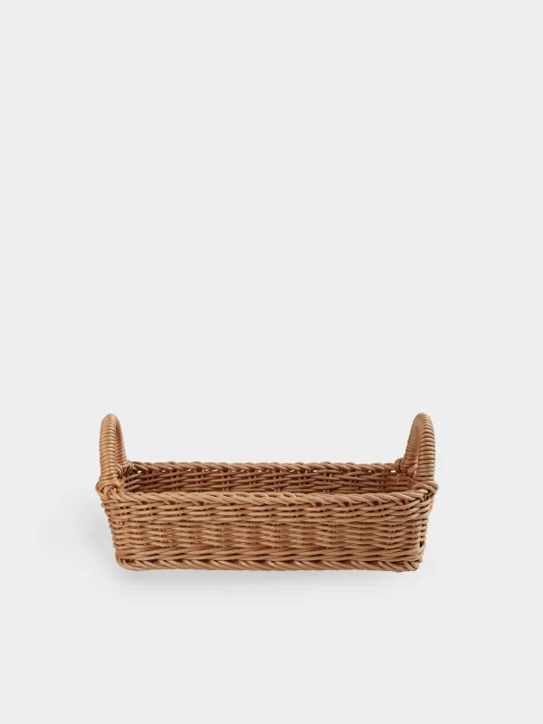 Grocery basket, 28x11 cm, with handles, rattan, rectangular, Brown, Twig, image-0