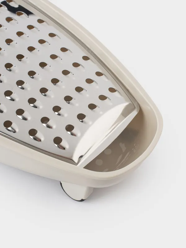 Grater, 26 cm, with container, steel / plastic, light grey, Assist, image-2