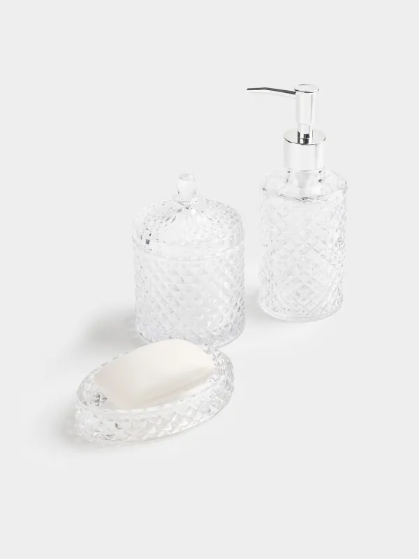 Bathroom set, 3 pr, glass / plastic, Naiad, image-1
