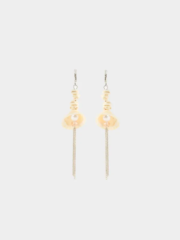 Earrings, 8 cm, 2 pcs, metal/shell, Silver, Scallop, Jewelry seaside, image-0