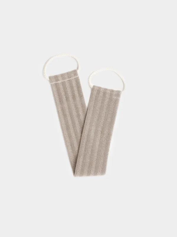 Washcloth-tape for washing the body, 70x10 cm, exfoliating, with handles, polyethylene, beige, Showy, image-0