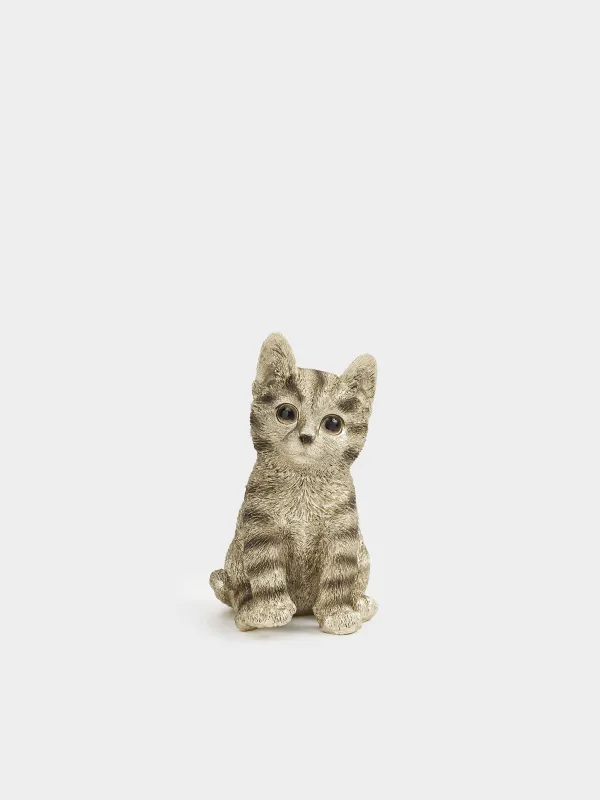 Statuette, 11 cm, polyresin, Champagne, Kitten sitting, Cat, image-0