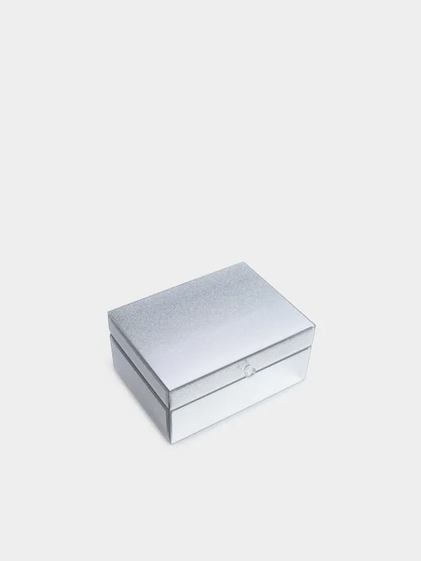 Jewelry box, 20x15 cm, glass, silver, with sparkles, Actress, image-2