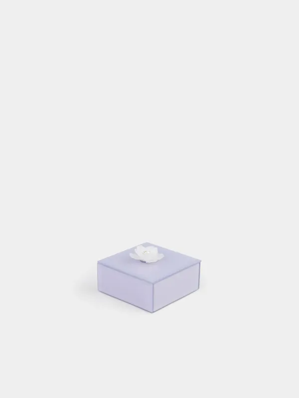 Jewelry box, 10х5 cm, glass, mirror, purple, Flower, Glossy color, image-0