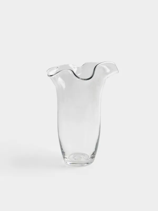 Flower vase, 30 cm, Glass, Wavy edges, Clear wave, image-0