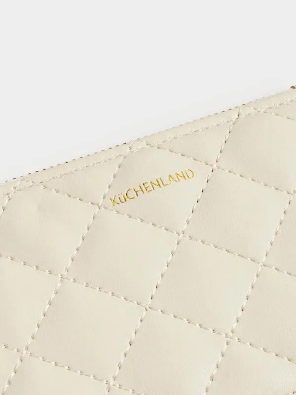 Women's wallet, 13x8 cm, with zipper, with card slots, polyurethane, milk, Quilted, image-3