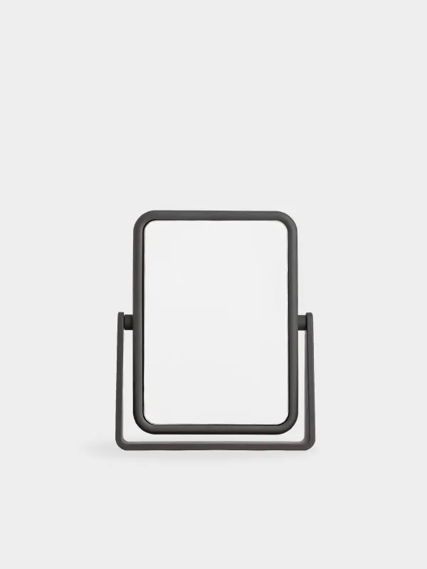 Table mirror, 17 cm, double-sided, plastic, rectangular, black, image-1
