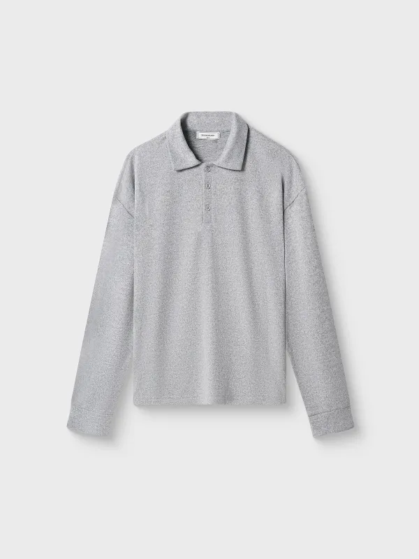 Women's jumper, homewear, size XS, with polo collar, polyester/spandex, grey, Bertha, image-4