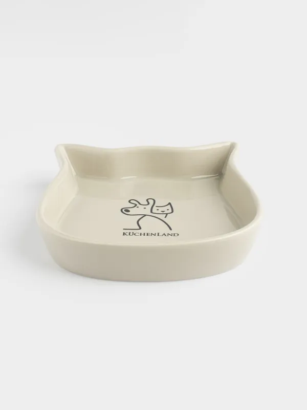 Pet bowl, 15x14 cm, 250 ml, ceramic, grey, Cat, Whiskers, image-2