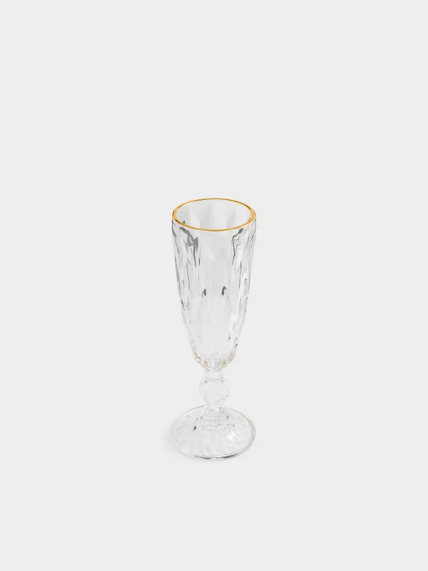 Drinking goblet glass, 170 ml, glass R, with golden edging, Rhomb gold, image-1