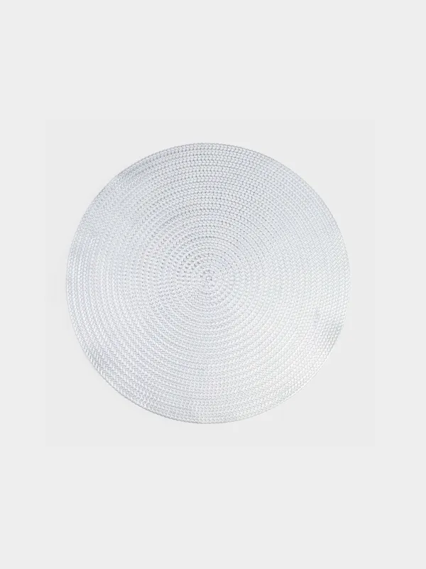 Placemat, 38 cm, PVC, round, silver, Azhur, image-0