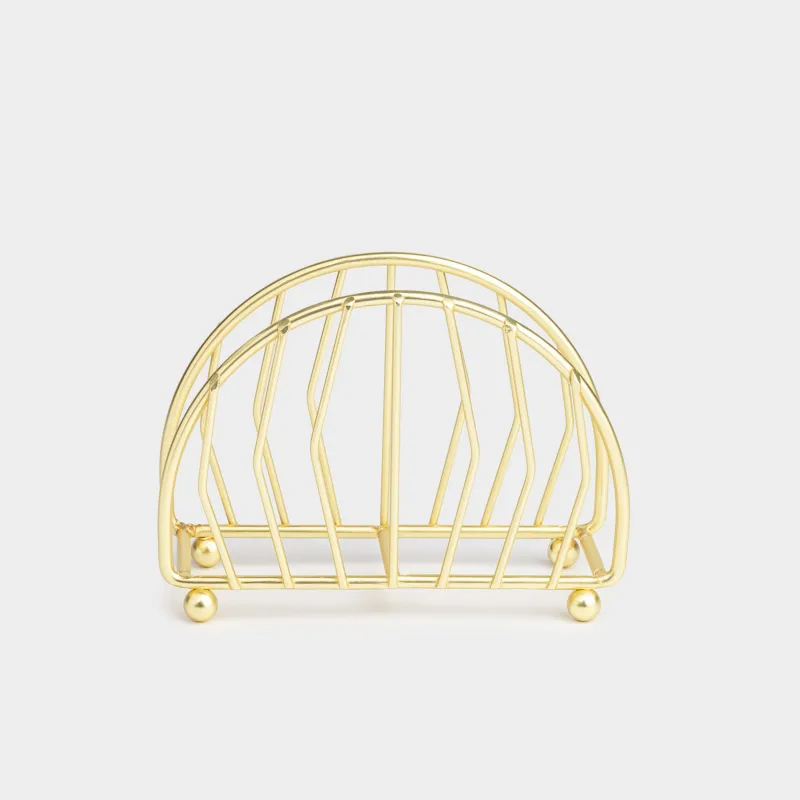 Napkin holder, 13 cm, metal, golden, semicircle, Twist gold