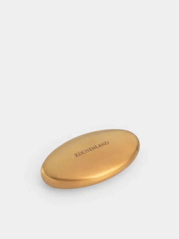 Steel soap, 8 cm, golden, Manny, image-2