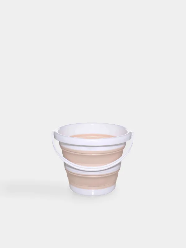 Foldable bucket, 5 l, plastic / rubber, beige-pink, Foldaway, image-1