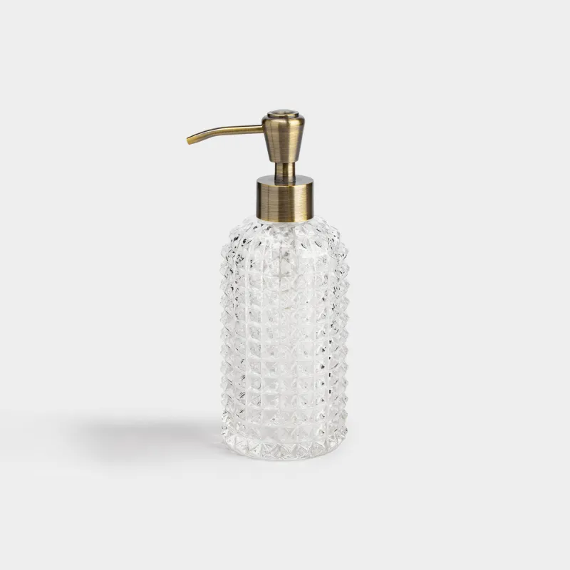 Liquid soap dispenser, 350 ml, glass / metal, Diamond lights