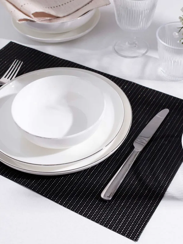 Napkin for appliances, 30x45 cm, PVC, rectangular, black, Gold thread, Solid, image-4