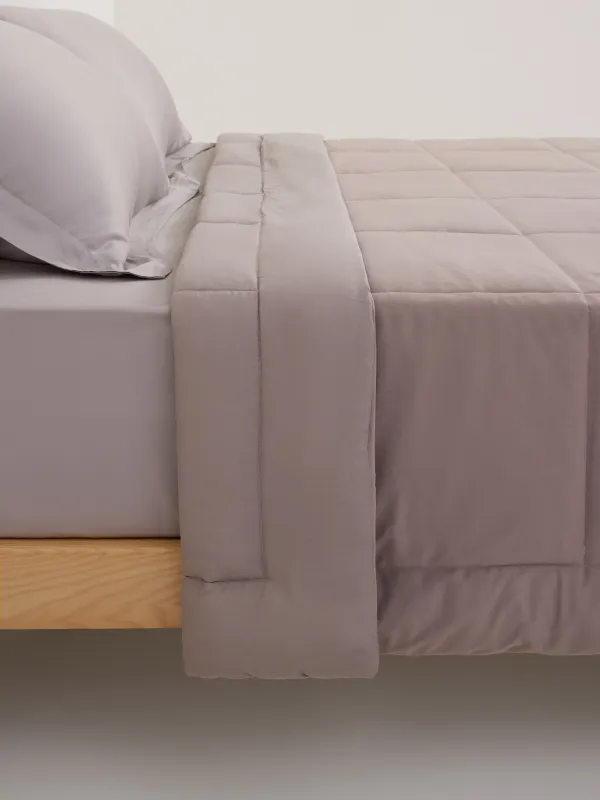 Bedspread, 220x240 cm, quilted, velvet/microfiber, gray-brown, Stitch velvet, image-1