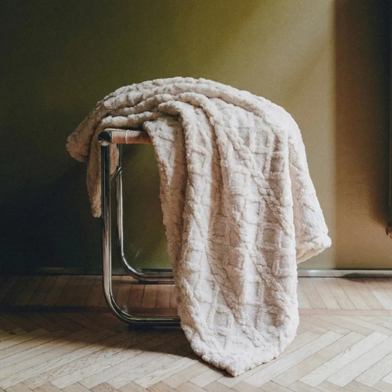 Blanket, 130x170 cm, Sherpa, gray, Braids, Sherpa
