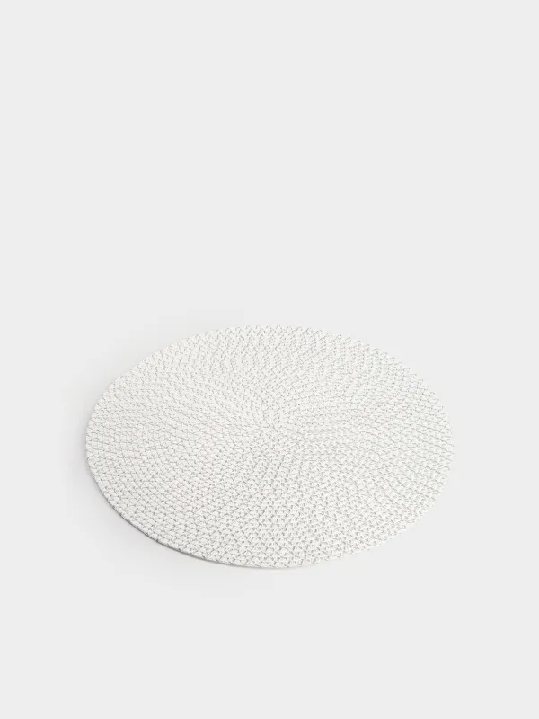 Placemat, 38 cm, cellulose / PET, round, silver-white, Straw, image-1