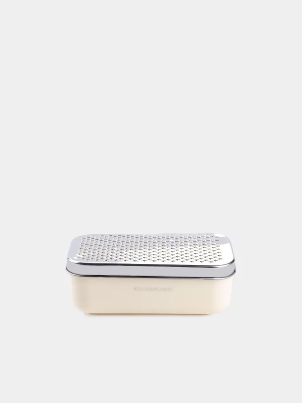 Grater, 18x10 cm, with container and replaceable attachments, steel / plastic, dairy, Chalet, image-3