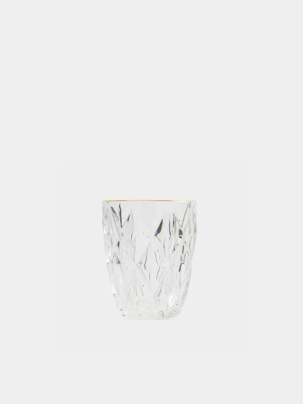 Glass, 10 cm, 270 ml, 6 pcs, glass R, with golden edging, Rhomb gold, image-1