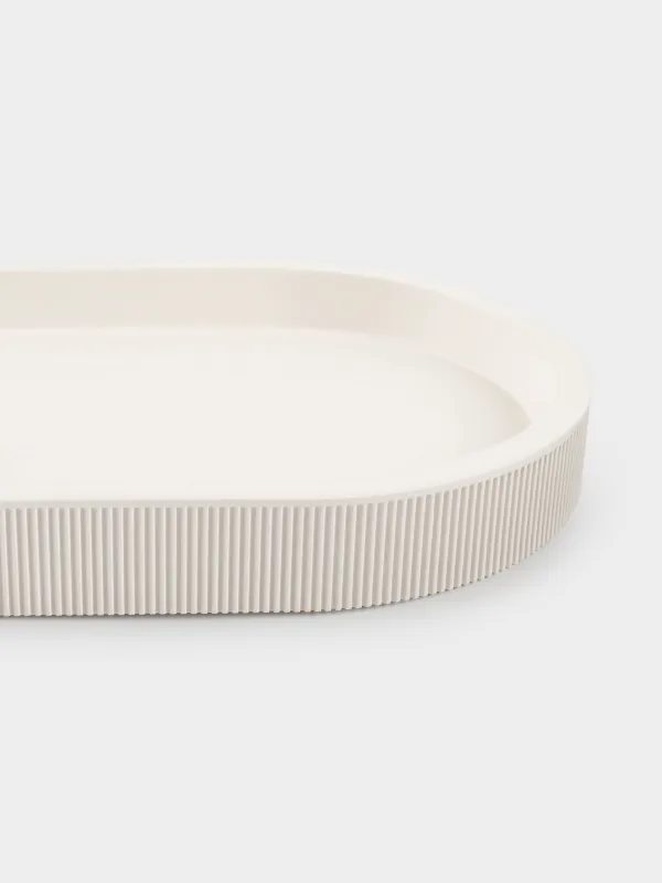 Bath tray, 27x13 cm, polyresin, milky, White stripes, image-2