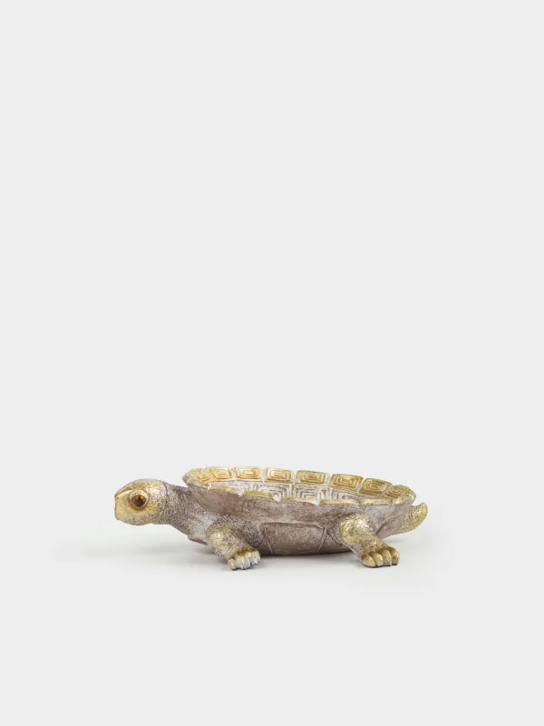 Decorative dish, 23x17x6 cm, polyresin, golden-silver, Turtle, Grand turtle, image-2