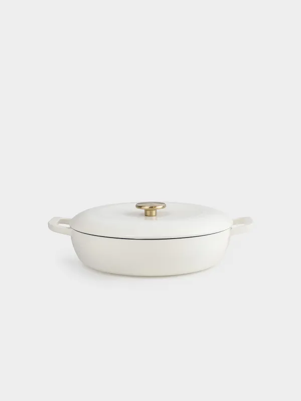Saucepan, 30 cm, 3.5 l, with lid, cast iron, milky, Light kitchen, image-0