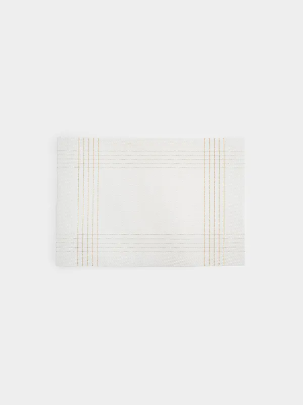 Placemat, 30x45 cm, PVC / polyester, rectangular, white, Golden lines, Solid, image-0