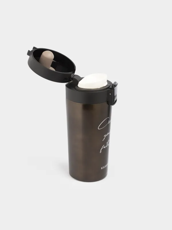 Thermo mug, 380 ml, steel / plastic, graphite, matte, Create your future, Voyage, image-1